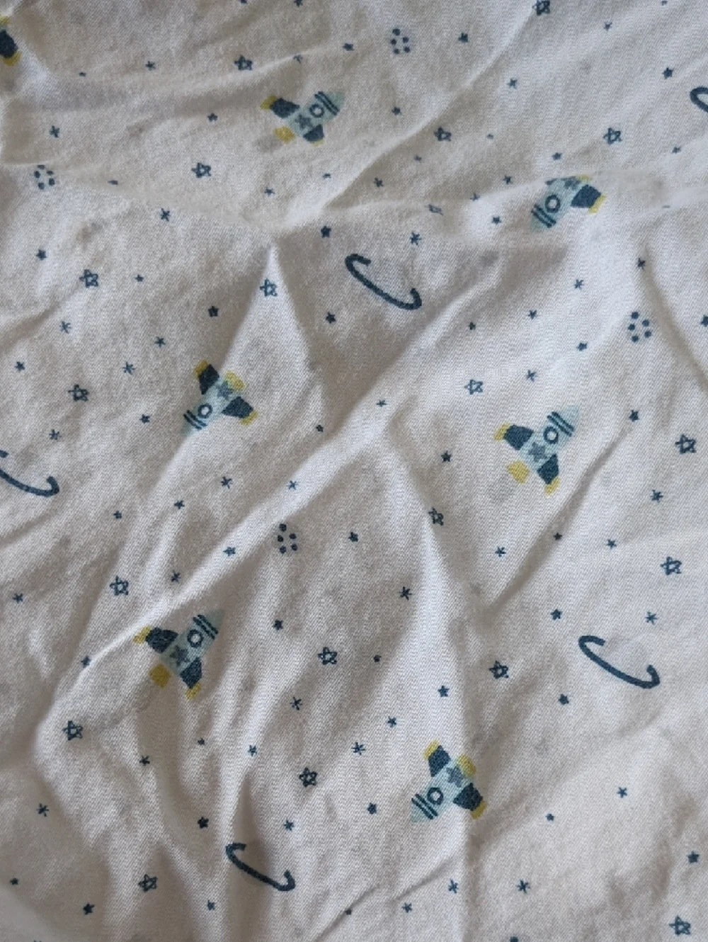 Set Of 2 - Space Themed Bassinet Sheets - Light Blue & White Print - 100% Cotton